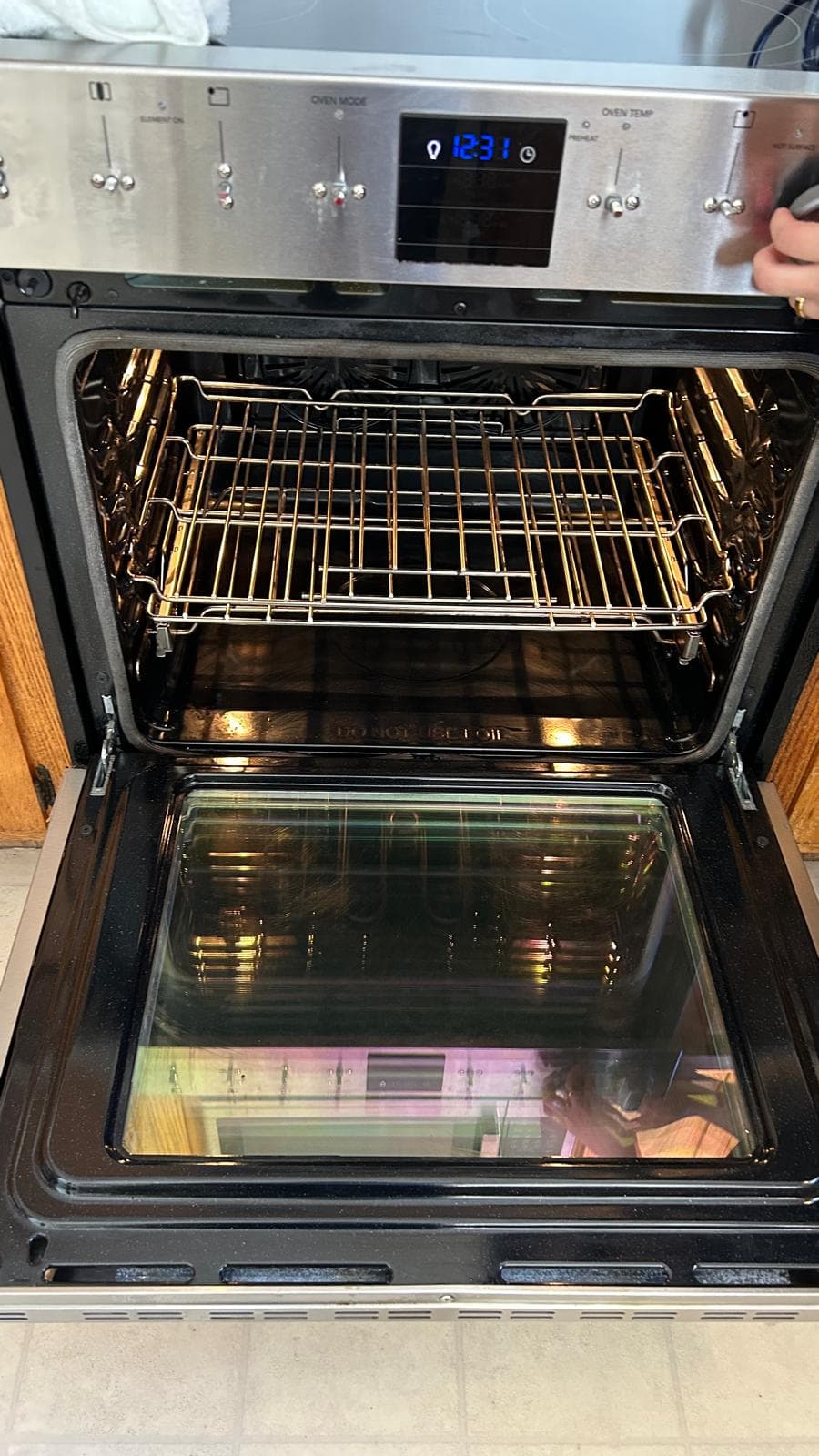 Spotless oven interior after a deep clean